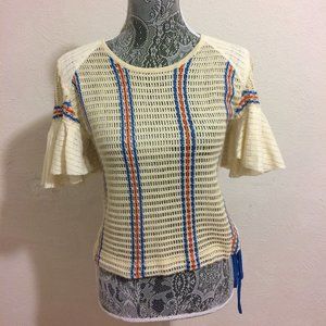 Free People Crochet Cream Top